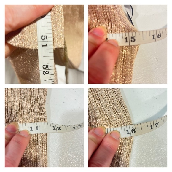 Aknvas Sevrine Dress Small Gold Champagne Glitter Twisted Midi Cocktail Formal - Picture 13 of 13